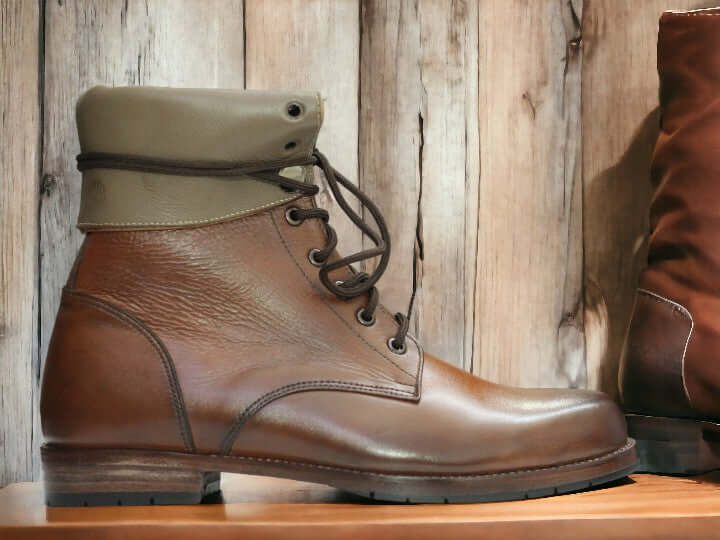 Men's Brown Leather Ankle Boots Armay Ankel Original 1950s Design