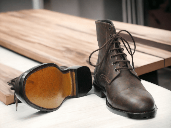 Experience the timeless elegance of our Bespoke Brown Vintage Look Boots. Crafted with quality leather, these ankle high designer boots offer both style and durability. Perfect for any occasion, elevate your wardrobe with this essential addition.