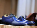 Expertly crafted, these Men's Blue Python Loafer Shoes are handmade with genuine leather and feature a stylish lace-up design. Embrace luxury and unique style with these designer moccasins. Comfort and sophistication at their finest.