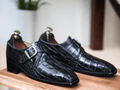 Upgrade your formal business attire with our comfortable alligator skin single monk strap shoes for men. Made from high-quality materials, these shoes provide both style and comfort, perfect for the modern gentleman. Elevate your look with the luxury and sophistication of alligator skin.