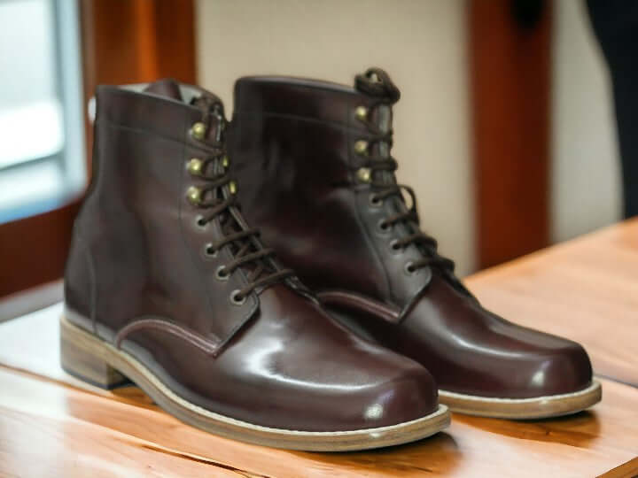 Men Handmade Ankle High Brown Desert Boots