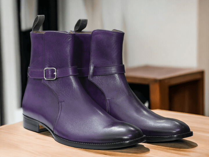 Expertly hand-stitched and handmade, these Men Hongkong Purple Jodhpurs Boots offer a unique and stylish option for men's footwear. The striking purple color adds a pop of color to any outfit, while the jodhpurs ankle design provides a comfortable fit. Elevate your style with these carefully crafted boots.