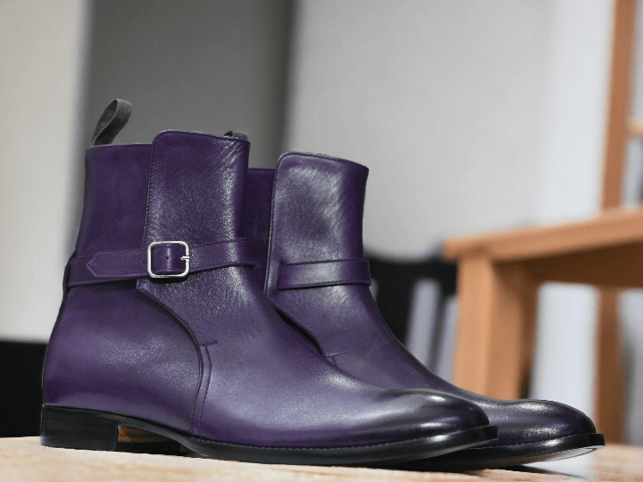 Expertly hand-stitched and handmade, these Men Hongkong Purple Jodhpurs Boots offer a unique and stylish option for men's footwear. The striking purple color adds a pop of color to any outfit, while the jodhpurs ankle design provides a comfortable fit. Elevate your style with these carefully crafted boots.