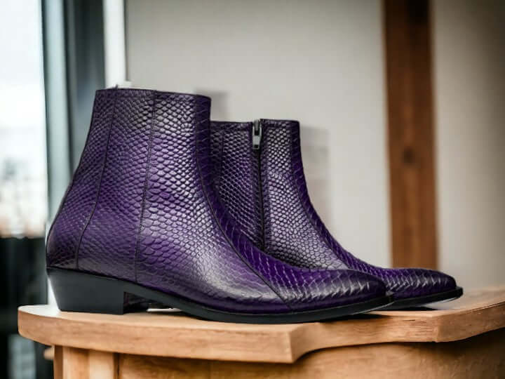 Purple Pythob Ankle Boots Luxury shelfs leather products