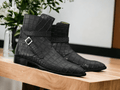 Introducing our Men's Alligator Jodhpurs Boot, featuring a unique handmade alligator print and hand painted leather. Expertly crafted for a sophisticated and stylish look, these boots combine luxury and durability. Elevate your footwear game with these versatile and eye-catching boots.