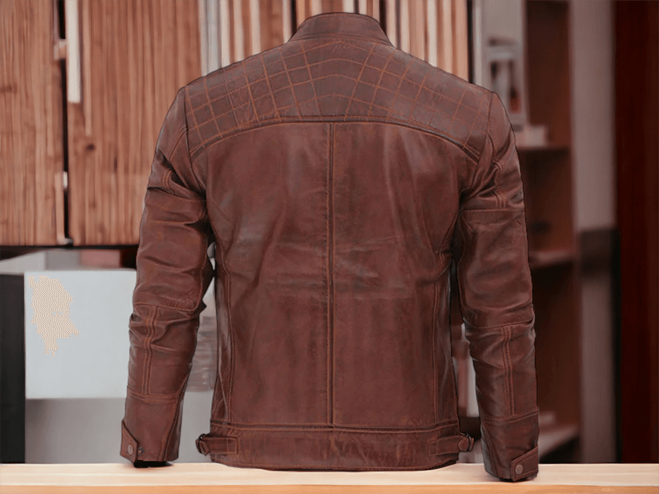 Johnson Dark Brown Quilted Motorcycle Leather Jacket