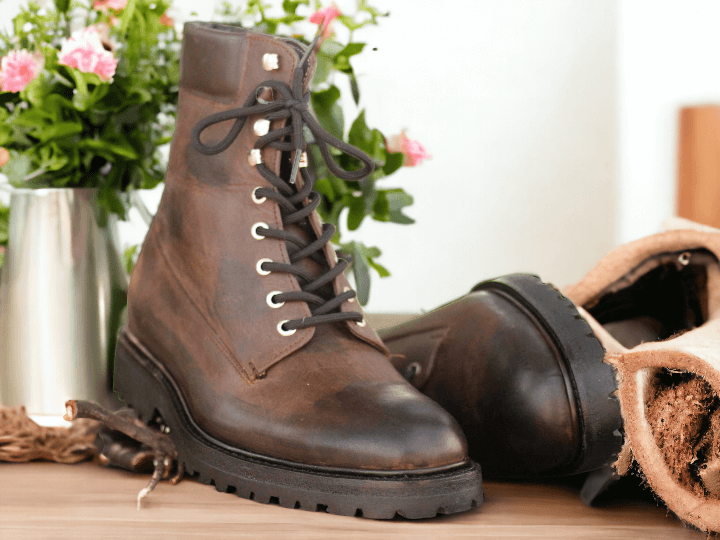 These Hand Painted Brown Vintage Leather Boots feature a chunky sole and are crafted from high-quality leather. The hand-painted design adds a unique and stylish touch to these boots. With their sturdy construction and vintage look, these boots are perfect for any fashion-forward individual looking to make a statement.