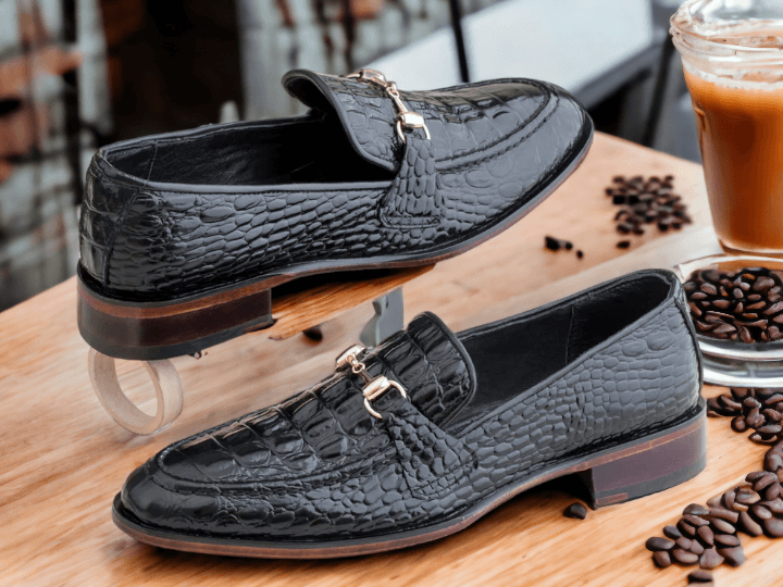 Men Handmade Red Crocodile Print Leather Shoe, Leather Slipper, Moccasin Leather Shoes - Luxury Shelfs