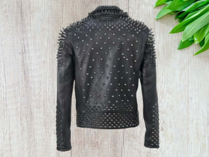 Men Make to Order Rock Punk Studded Leather Jacket