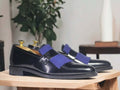 These Men's Black Blue Leather Suede Shoes are a professional and stylish choice for any occasion. Made with high-quality materials, they offer both durability and comfort. The sleek design features a mix of leather and suede, making them versatile and perfect for any outfit. Upgrade your shoe game with these expertly crafted shoes.