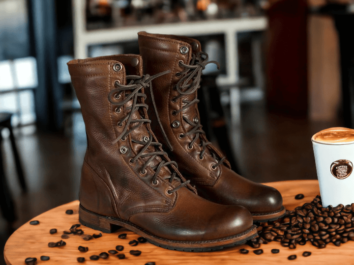 Men's Brown Ankle boots, Men's Military Boots Long Militery Combat Boots, Army Marching Boots