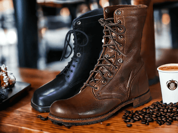 Men's Brown Ankle boots, Men's Military Boots Long Militery Combat Boots, Army Marching Boots