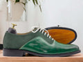 Upgrade your style with our Men's Green Leather Dress Shoes. Made with high-quality leather, these Designer Brogue Oxfords add a touch of sophistication to any outfit. The unique green color will make you stand out in a sea of black and brown shoes. A must-have for any fashionable man.