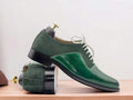 Upgrade your style with our Men's Green Leather Dress Shoes. Made with high-quality leather, these Designer Brogue Oxfords add a touch of sophistication to any outfit. The unique green color will make you stand out in a sea of black and brown shoes. A must-have for any fashionable man.