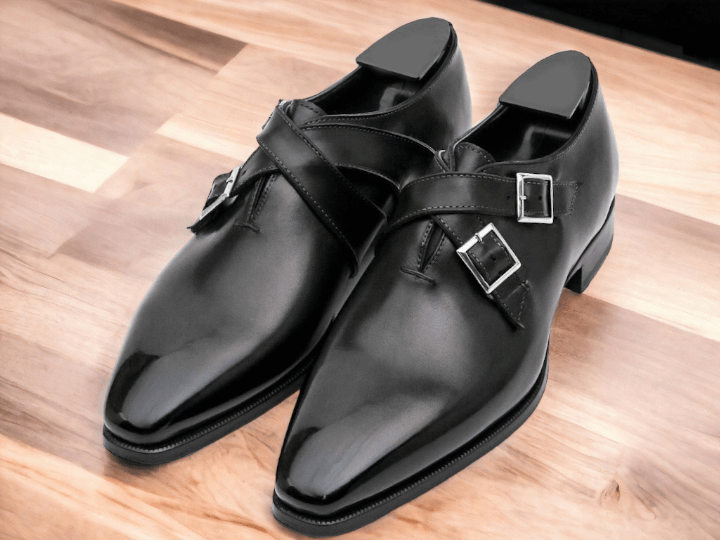 Men's Handmade Brown Bouble Monk Straps Shoes,Men's Party Wear Stylish Shoes