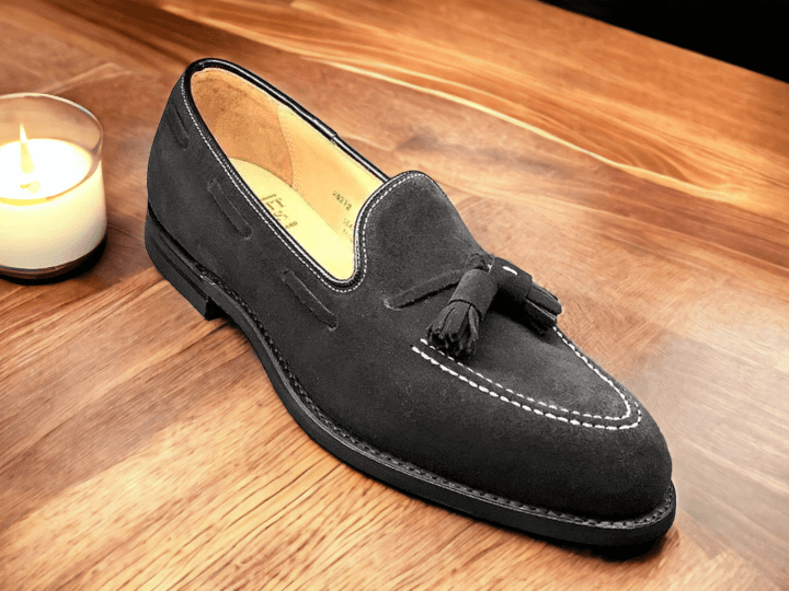 Men's Handmade Gray Loafer Tussle Suede Unique Shoes, Slip on Casual Shoes