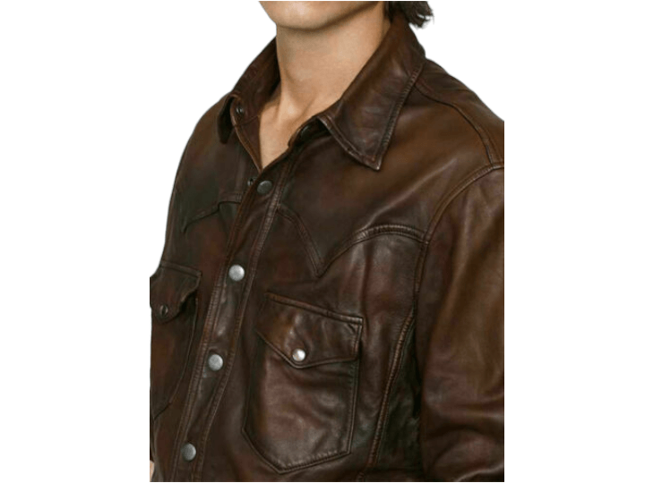 Men's Leather Shirt Genuine Lambskin Soft Basic Vintage Jacket Biker Slim Fit men - Luxury Shelfs