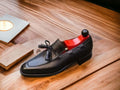 Men's Pure Genuine Black Leather Shoes, Slip On Casual Shoes, Handmade Shoes