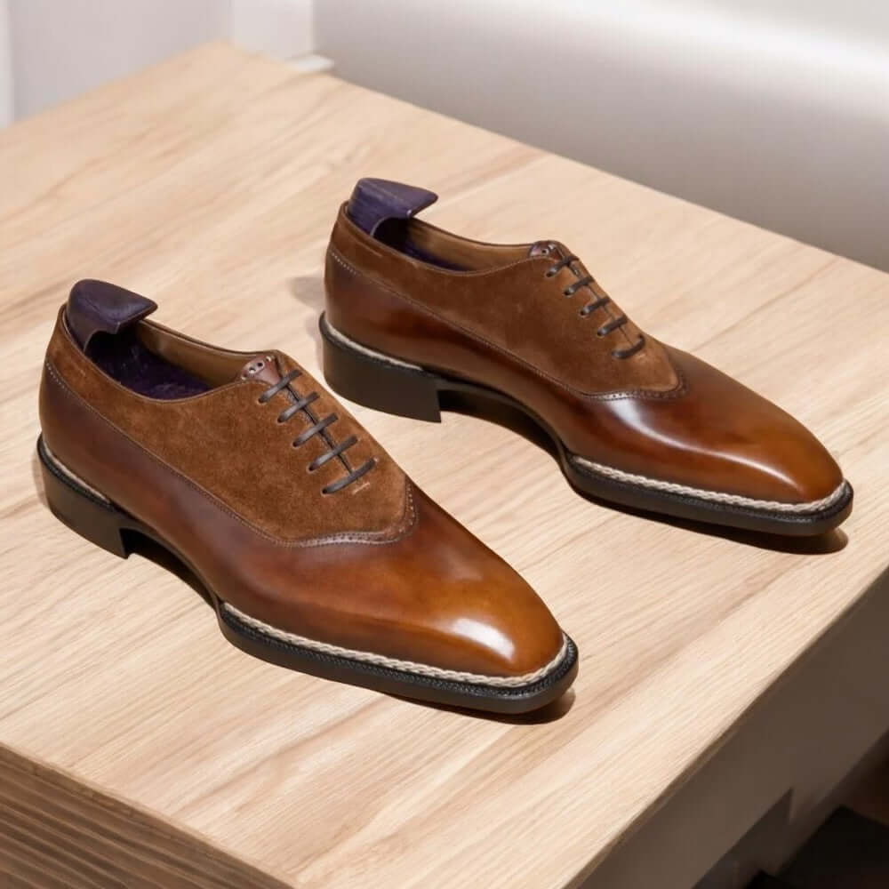 Men's Handmade Two tone oxford shoes, Men's Dress up offical wear lace up