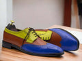 Handmade Multi Color Pure Leather Shoes,Wing Tip Shoes, Men's Dress Shoes