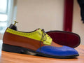 Handmade Multi Color Pure Leather Shoes,Wing Tip Shoes, Men's Dress Shoes