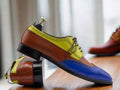 Handmade Multi Color Pure Leather Shoes,Wing Tip Shoes, Men's Dress Shoes