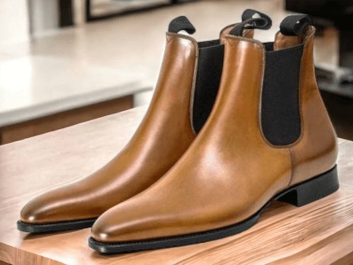 New Handmade Brown Chelsea Leather Boots, High Ankle Boots Men's