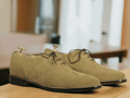 Expertly crafted for the modern man, these New Handmade Men's Beige Wing Tip Suede Shoes are the perfect addition to your shoe collection. The wing tip design adds a touch of sophistication, while the lace up feature ensures a secure and comfortable fit. Elevate your style with these designer shoes.