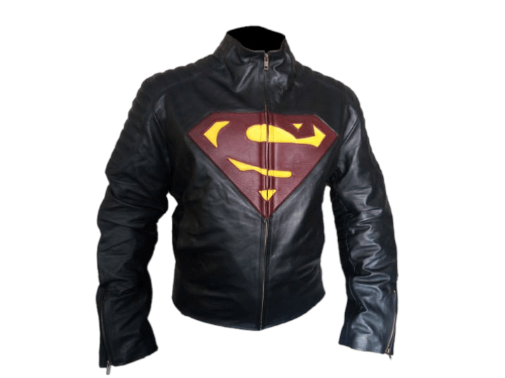 New Men's Superman Black Guenuine Leather Jacket