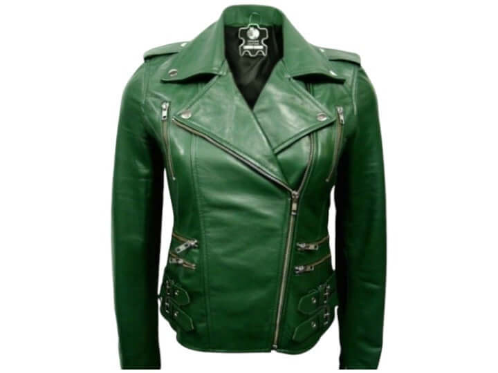 New Women Green Zipper Leather Jacket For Winters, Women Stylish Fashion Jacket