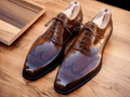 Handmade Oxford Wing Tip Brogues, Men Handmade Dress Formal Shoes, Brown Lace up Office hoes