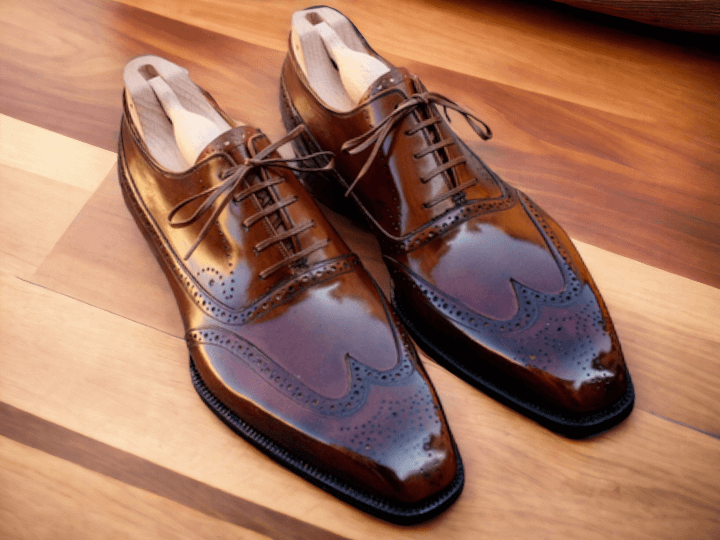 Handmade Oxford Wing Tip Brogues, Men Handmade Dress Formal Shoes, Brown Lace up Office hoes