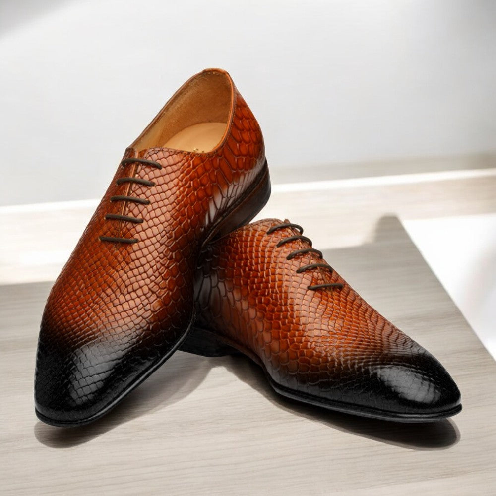 Men Python Whole Cut Oxfords Leather Shoes, Exotic Skin Designer Shoes