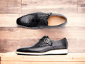 Python Print Leather Shoes, Black Monk Elegant Retro Shoes For Men