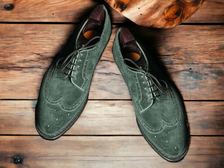 These handsome Oxford Wing Tip Brogue shoes are handmade from genuine suede. Their unique and timeless design exudes class and sophistication, ensuring you look your best for any occasion. Durable and made with craftsmanship, these shoes will last for years to come.