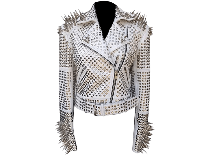 Steampunk Studded Leather Gothic Long Spiked Leather Biker Jacket