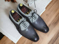 Two Tone Leather Suede Lace Up Style Men's Shoes