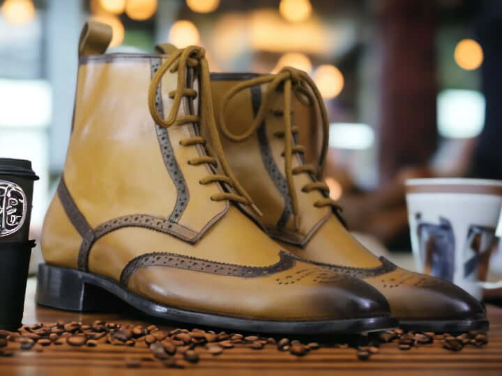 Handmade Men's Brown Leather Boots, Stylish and Unique Footwear For Men