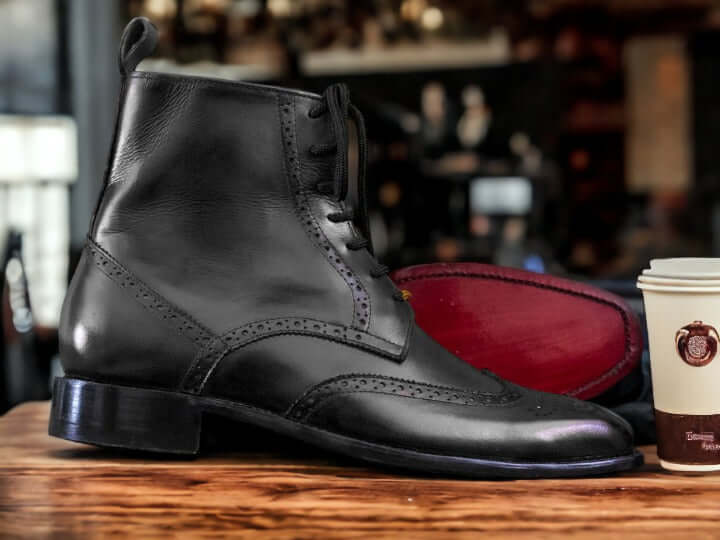 Handmade Men's Brown Leather Boots, Stylish and Unique Footwear For Men