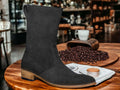 HANDMADE Men's Genuine Suede Boots, LONG  Men's Cow Boy Boots