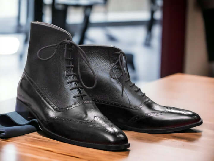 Handmade Men's Two Tone Leather Boots, Stylish and Unique Footwear For Men