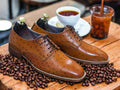 Mens Ostrich Leather Shoes Texture , Handmade Leather Shoes, Dress Derby Lace up Shoe