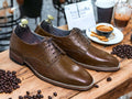 Mens Ostrich Leather Shoes Texture , Handmade Leather Shoes, Dress Derby Lace up Shoe