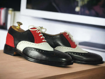 Men's Handmade Multi-Colour Wingtip Brogue Shoes Leather Oxford Dress Stylish and Unique Quality Shoe