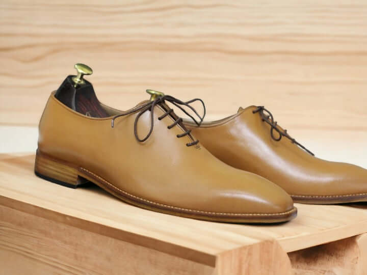 Men's Handmade Tan Lace Up Leather Shoes, Dress and Formal Shoes