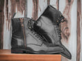 Men's Brown Genuine Leather Boots, Men's Military Boots Long Leather Combat Boots