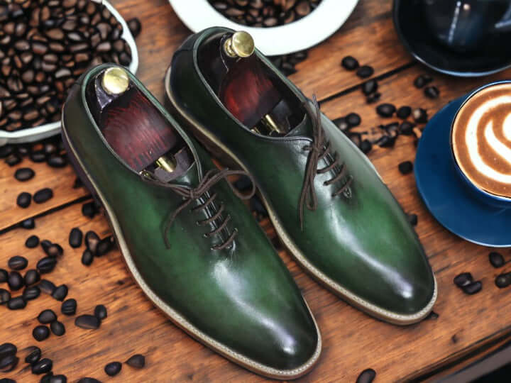 New Men's Hand Painted Blue Pointed Toe Shoes, Leather Shoes, Dress Shoes