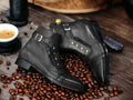 Hanmade Men Buckle Side Zipper Leather Boot, Fashion Boot, Luxury Boot