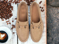 Men Chunky Sole Men Handmade Suede Shoes, Sole Slip-on Shoe, Men Beige Suede Shoe