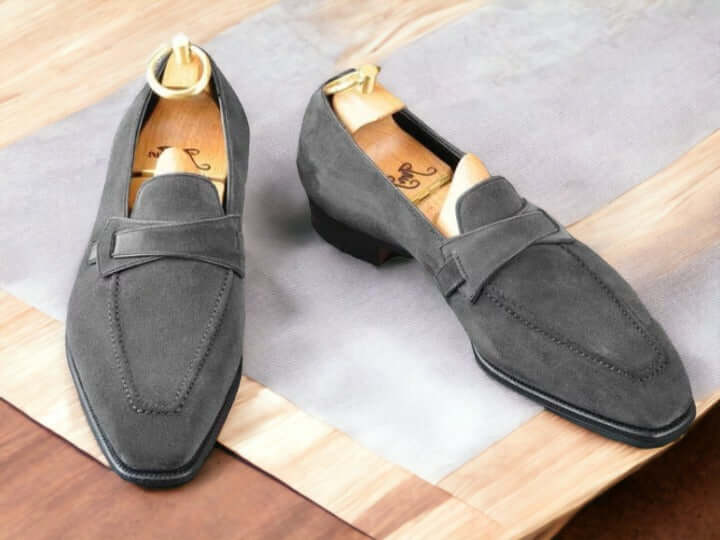 Bespoke New  Black Suede Penny Loafer Shoes, Men's Slip On Casual Shoes, Street Wear Shoes